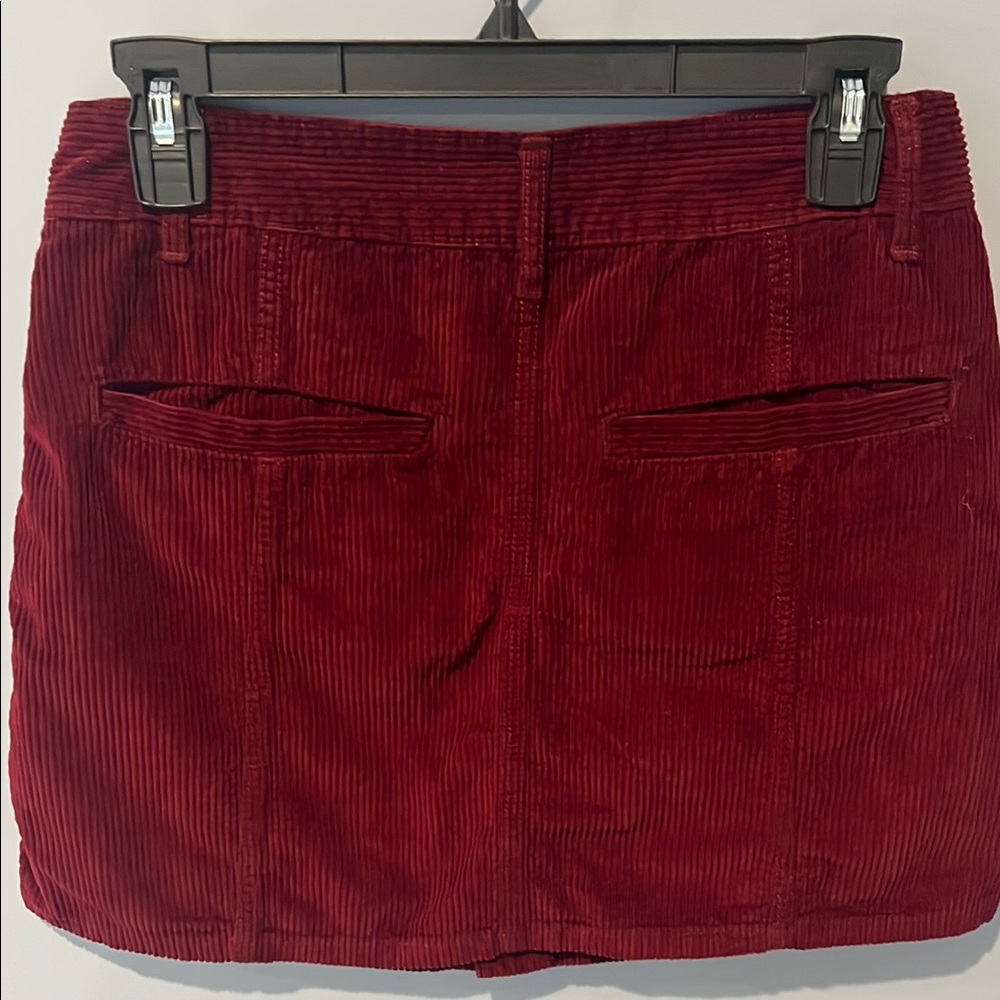 American Eagle Outfitters High Rise A-Line Burgundy Corduroy Skirt - Picture 4 of 8